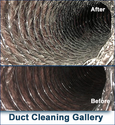 Duct before and after being cleaned