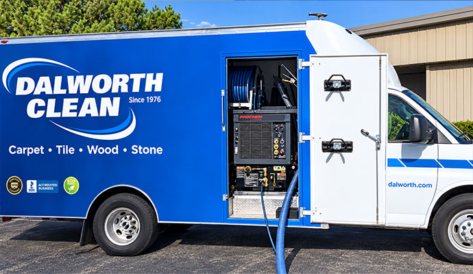 A Dalworth Clean van is parked outside.