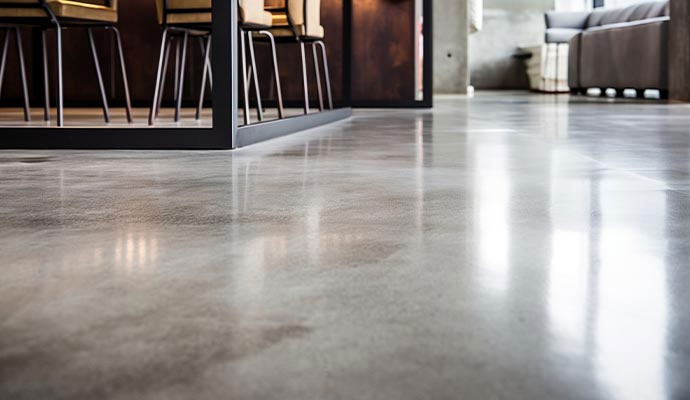 A polished concrete floor.