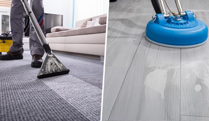Collage of carpet and floor cleaning services