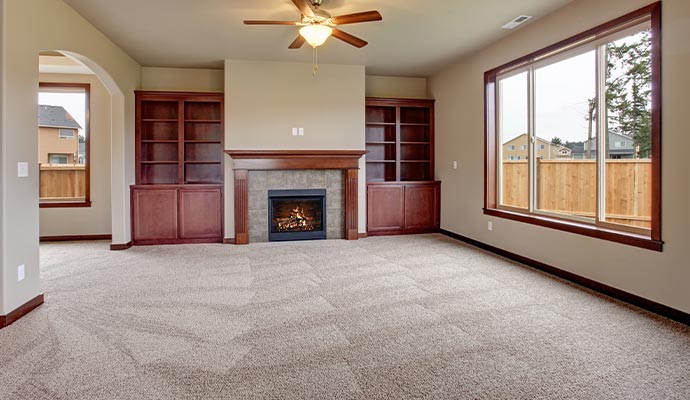 Fresh and cleaned carpet in living room