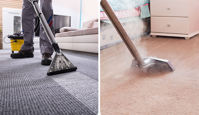 Collage of different carpet cleaning methods