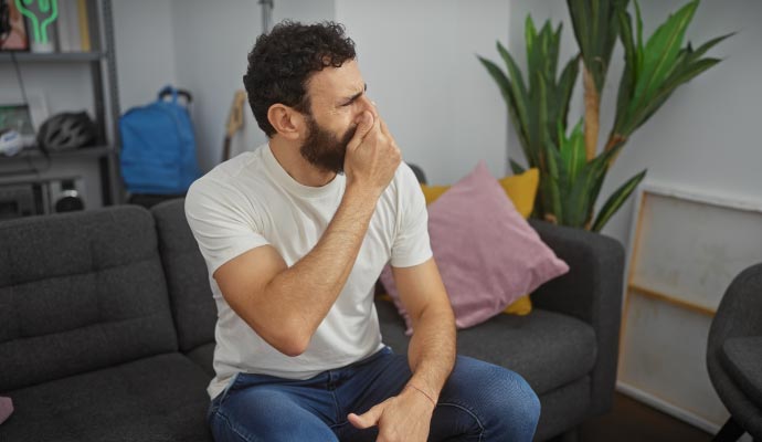 Person suffering from odor