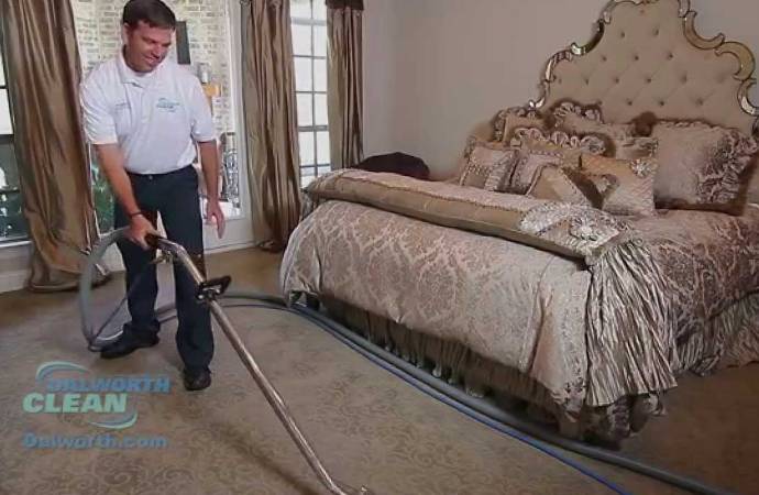 cleaning carpet with equipment