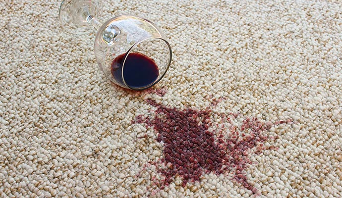 Spilled red wine on carpet