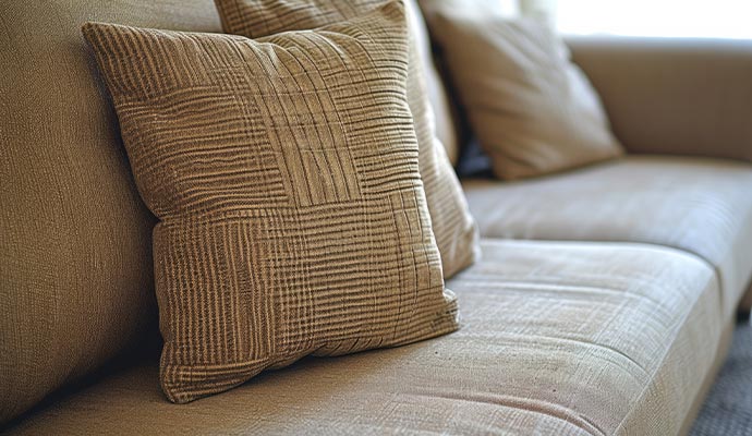 Sofa with a freshly cleaned cushion