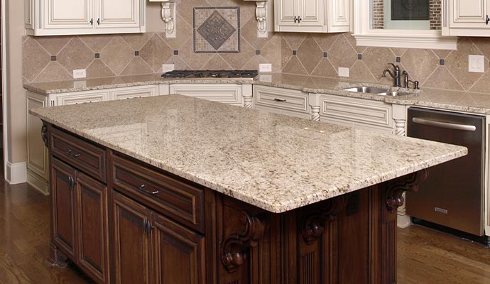 Granite countertop in the kitchen