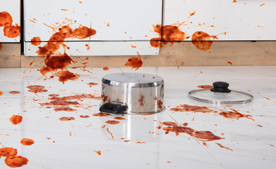 oil stain caused by spills of food