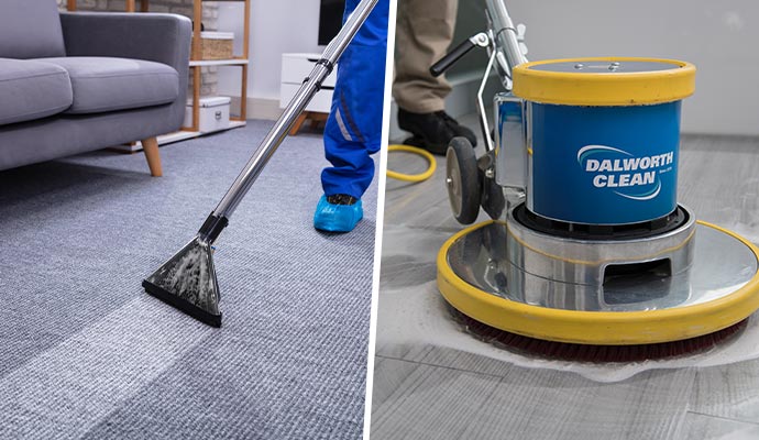 Collage of carpet cleaning and floor cleaning service
