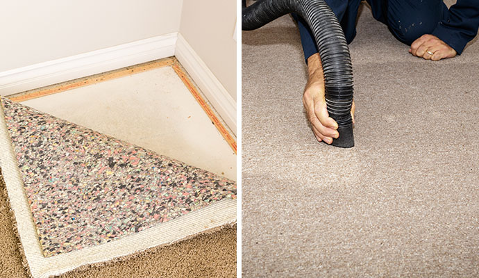 Collage of carpet restoration and maintenance service