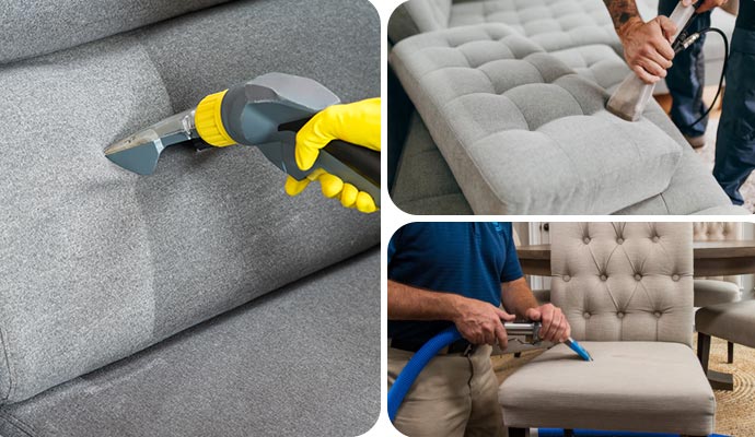Collage of upholstery cleaning