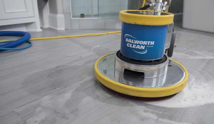 Dalworth Clean floor machine cleaning a marble tile floor