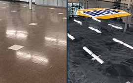 Concrete floor polishing before after