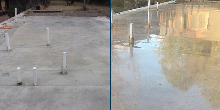 Concrete floor polishing before after