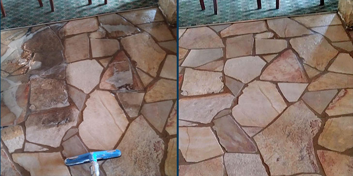 Natural stone care before after