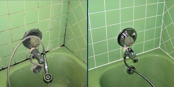 Tile and grout cleaning before after