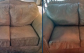 Upholstery before after being cleaned