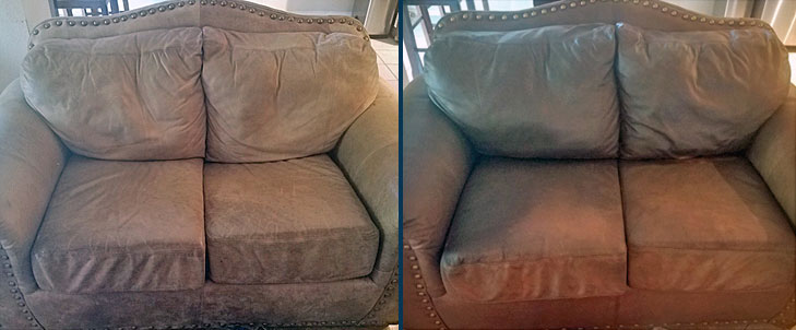 Upholstery before after being cleaned
