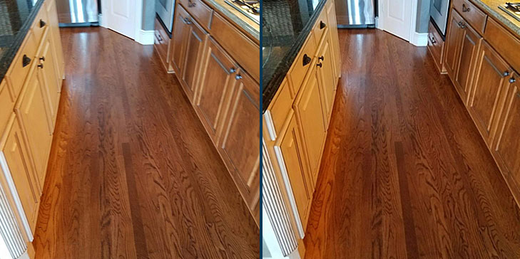 Wood floor before after revitalizing