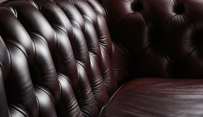 Dark brown tufted leather Chesterfield sofa