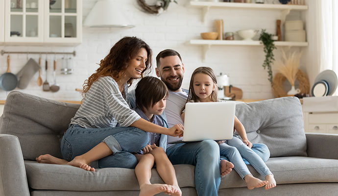 happy family sitting together