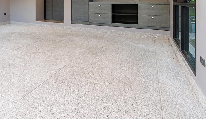 Home interior concrete floor