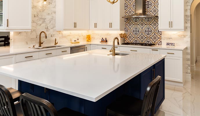 Quartz countertop in the kitchen