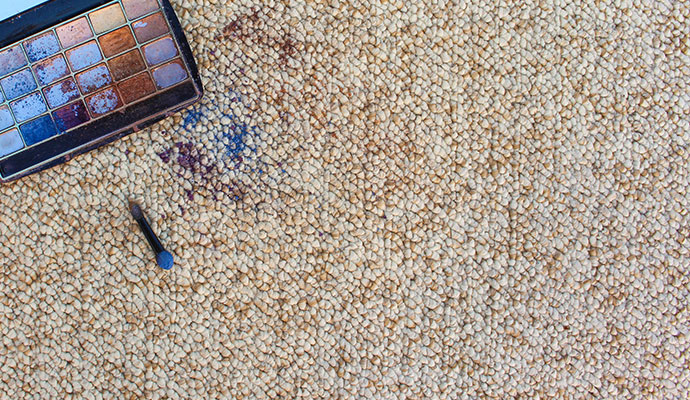 makeup fell and was scattered on the carpet.