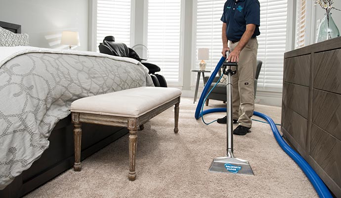 A person is cleaning carpet