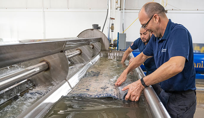 Area rug cleaning plant facility