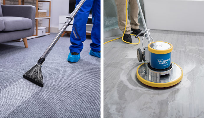 Collage of carpet and tile floor cleaning services