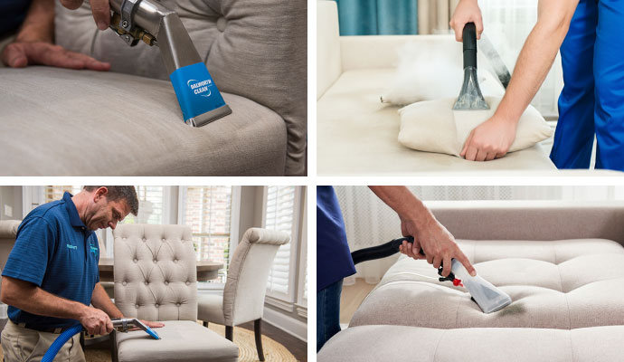 Collage of upholstery cleaning sofa and chair