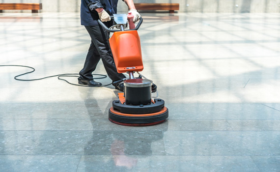 tile cleaning using rotary floor scrubber