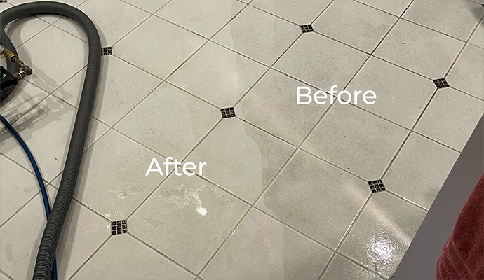 Tile and grout cleaning before and after