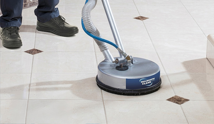 Tile floor cleaning service with equipment